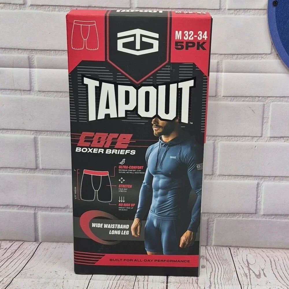 Tapout‎ 5-Pair Men's Core Boxer Briefs, Wide Waistband, 4way Stretch ~ M (32-34)